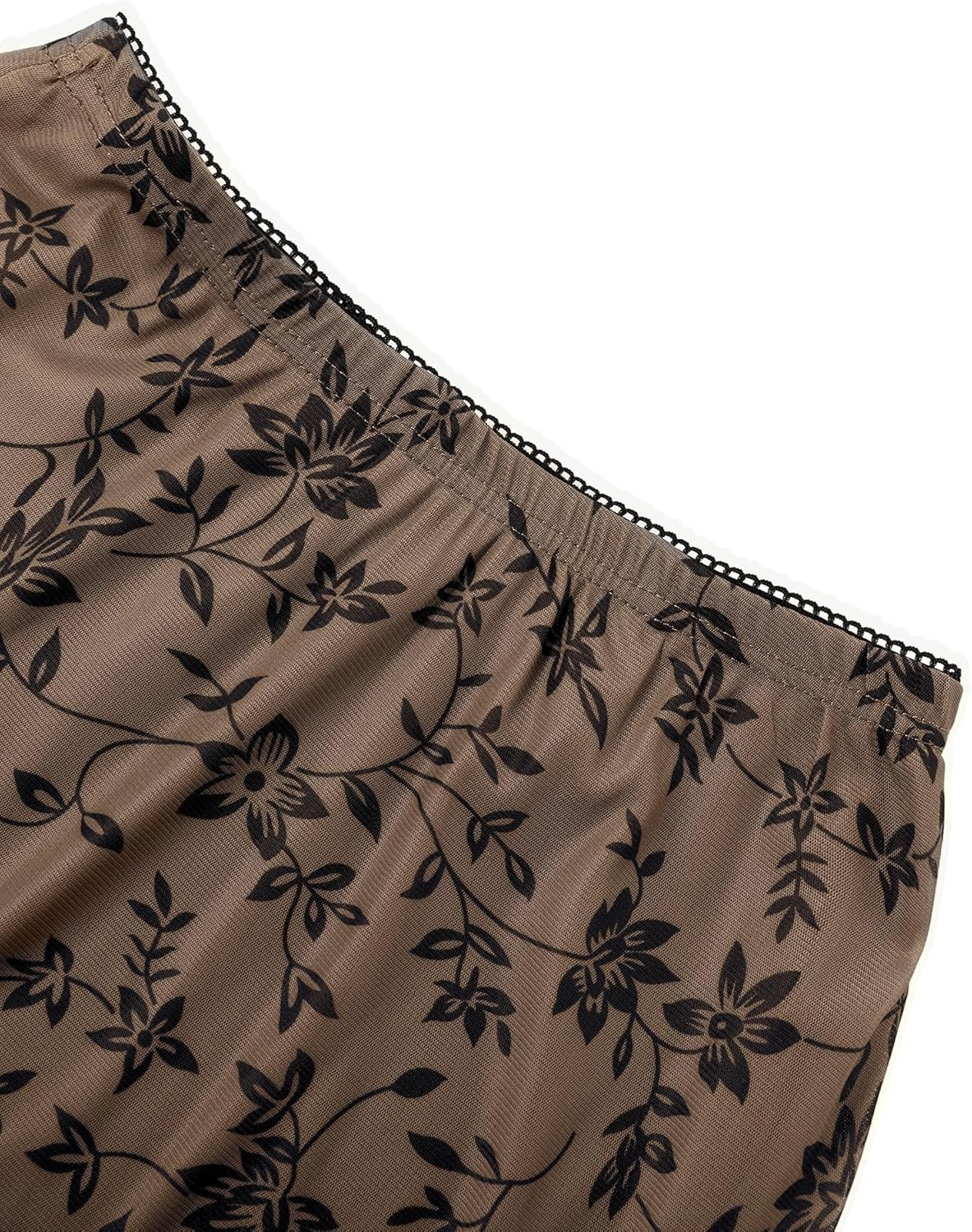image:imageAvanova Women Boho Floral Mesh Long Skirts Elastic High Waisted Mermaid Hem 90s Grunge Maxi SkirtCoffee Brown