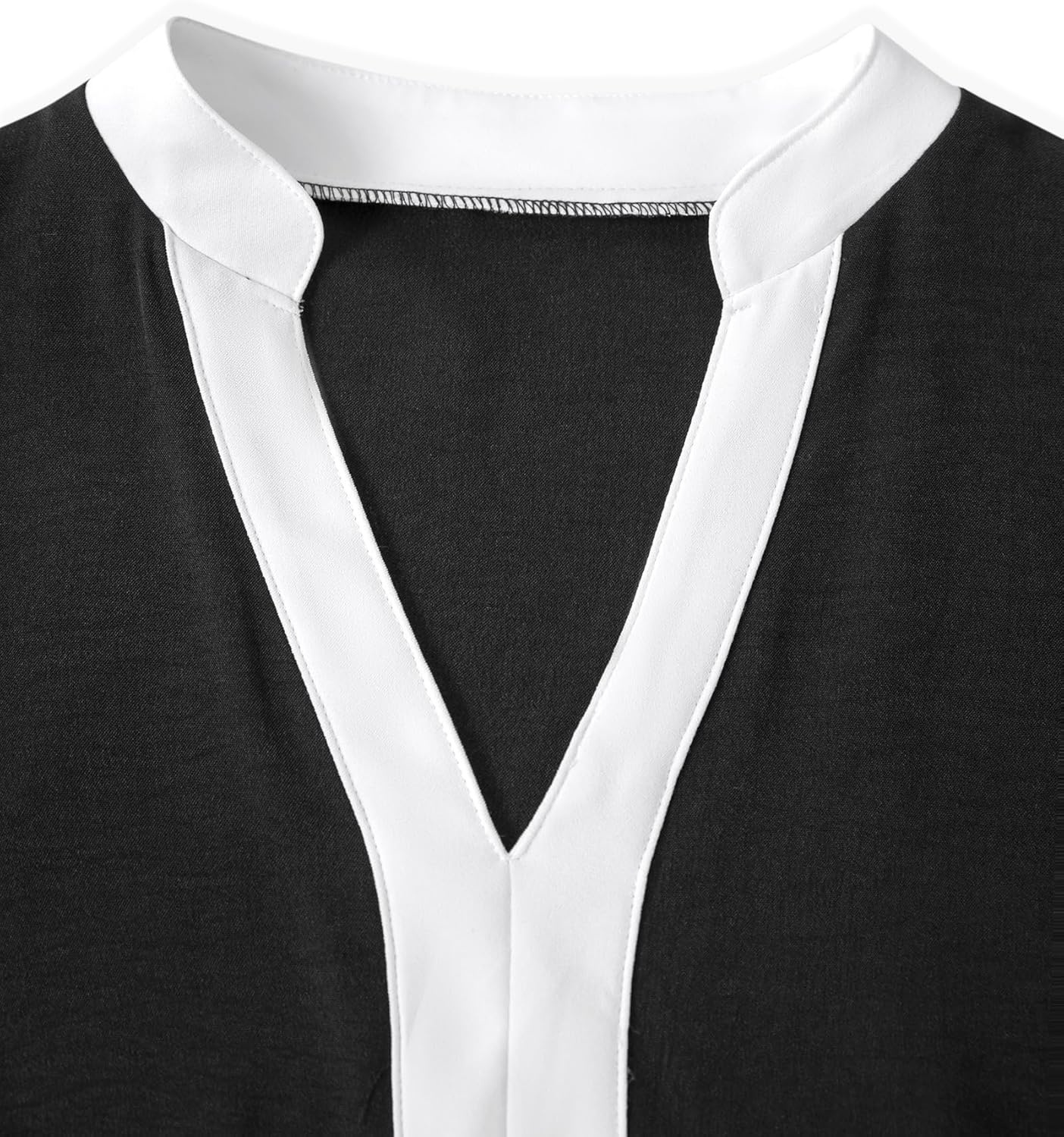 image:imageAvanova Women Color Block V Neck Short Sleeve Blouses Shirts Work Elegant Dressy TopsBlack White