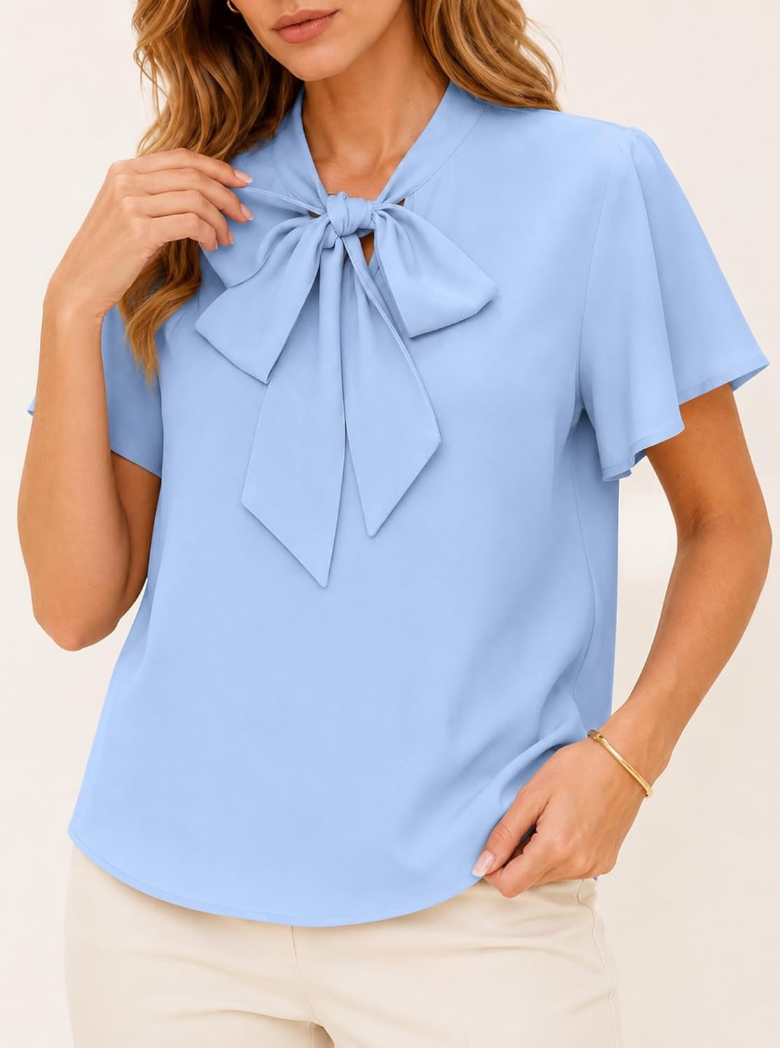 image:imageAvanova Women Color Block V Neck Short Sleeve Blouses Shirts Work Elegant Dressy TopsBlue