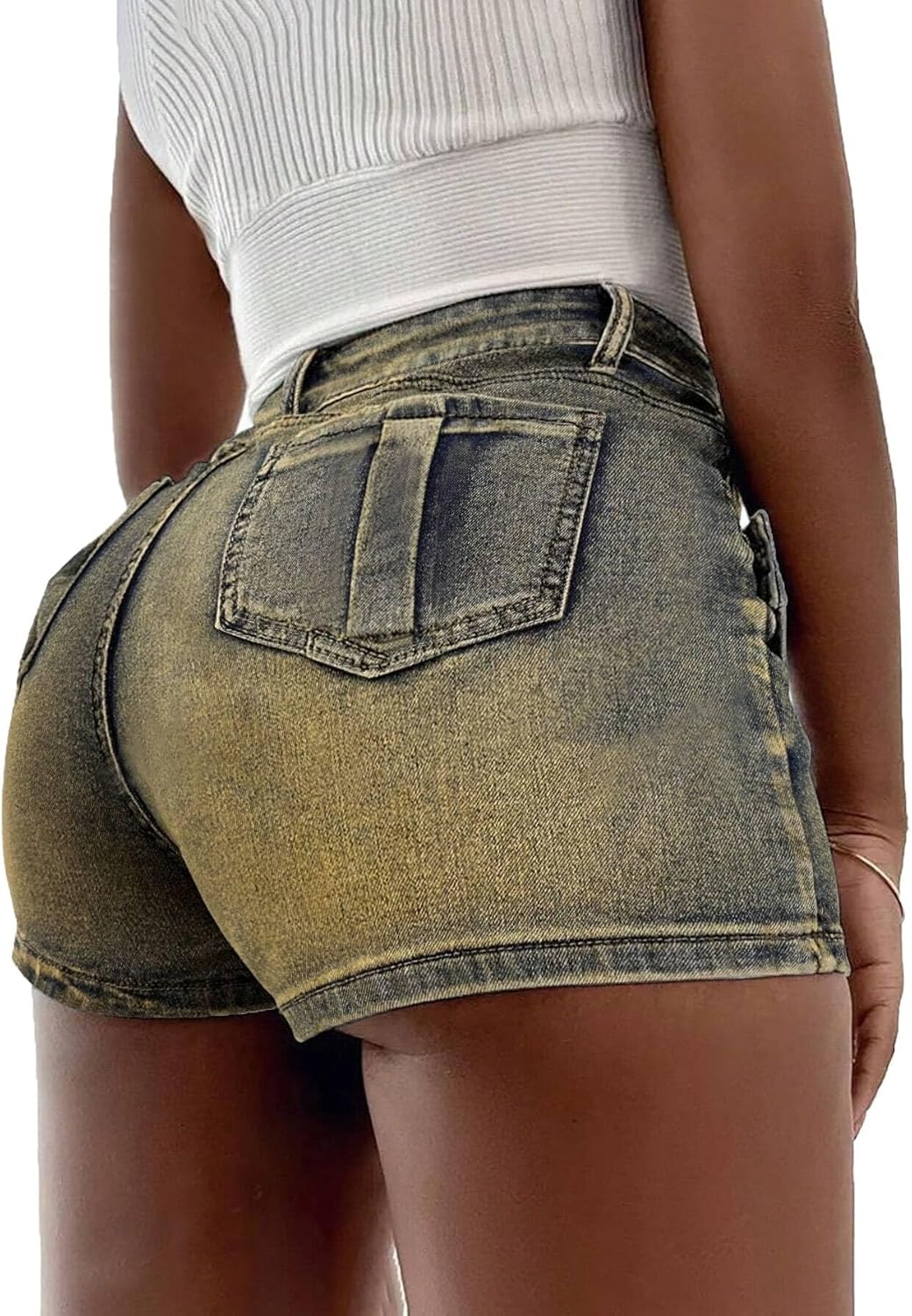 image:imageAvanova Women Denim Mini Skirt Jean Skort Sexy High Waist Asymmetrical Wrap Stretch Short SkirtsGrey