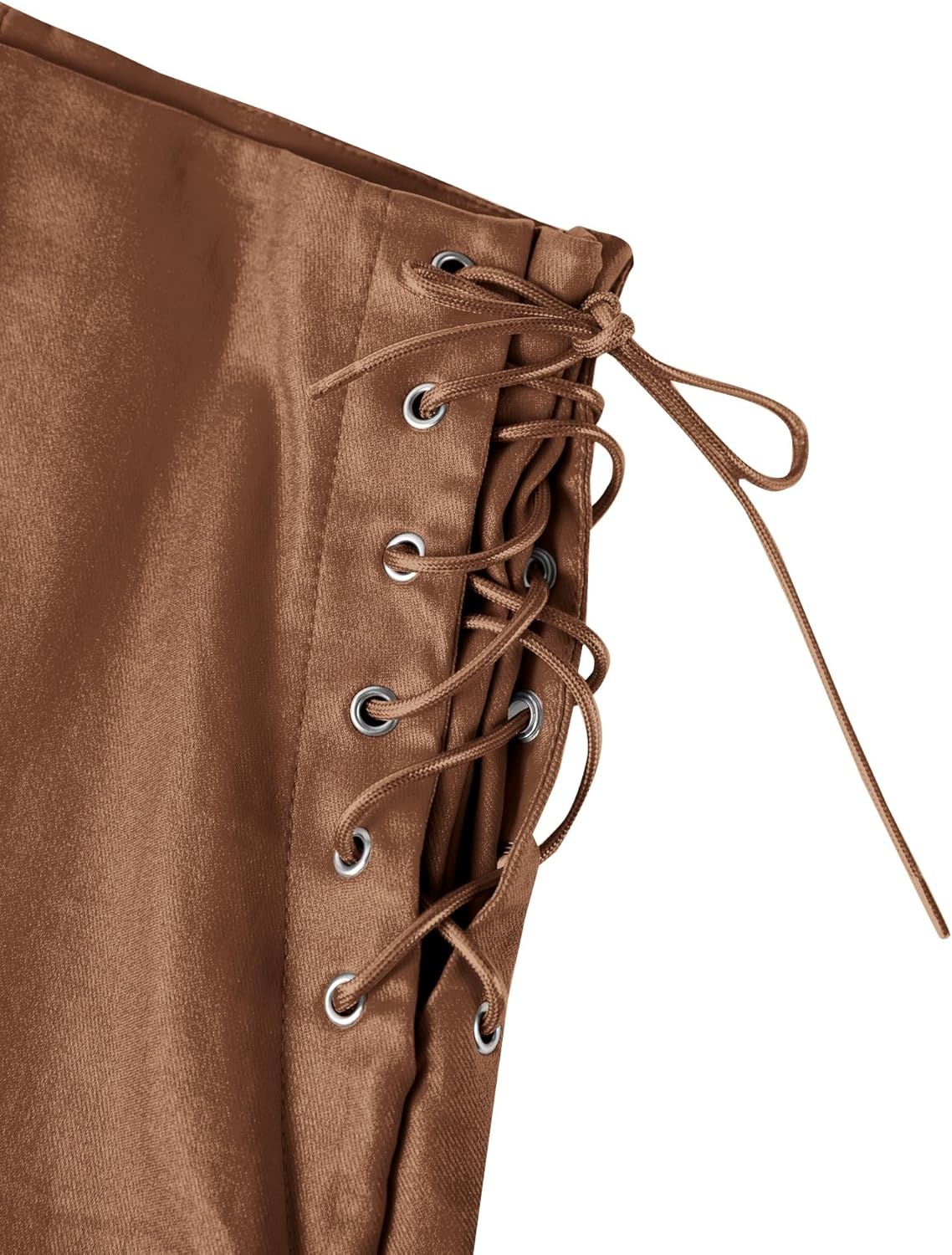 image:imageAvanova Women Faux Leather High Waist Summer Shorts Lace Up Sexy ShortsBrown