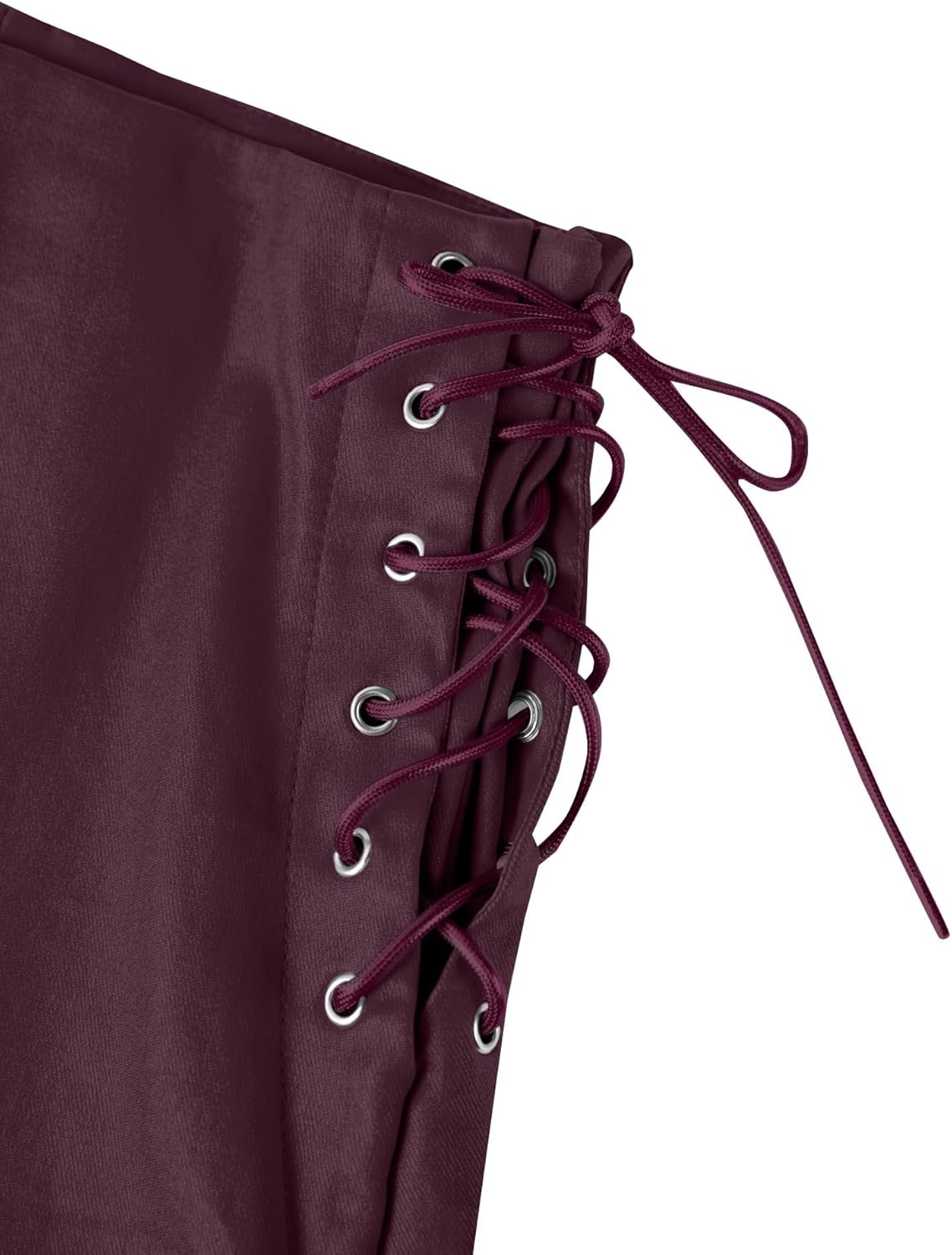 image:imageAvanova Women Faux Leather High Waist Summer Shorts Lace Up Sexy ShortsBurgundy