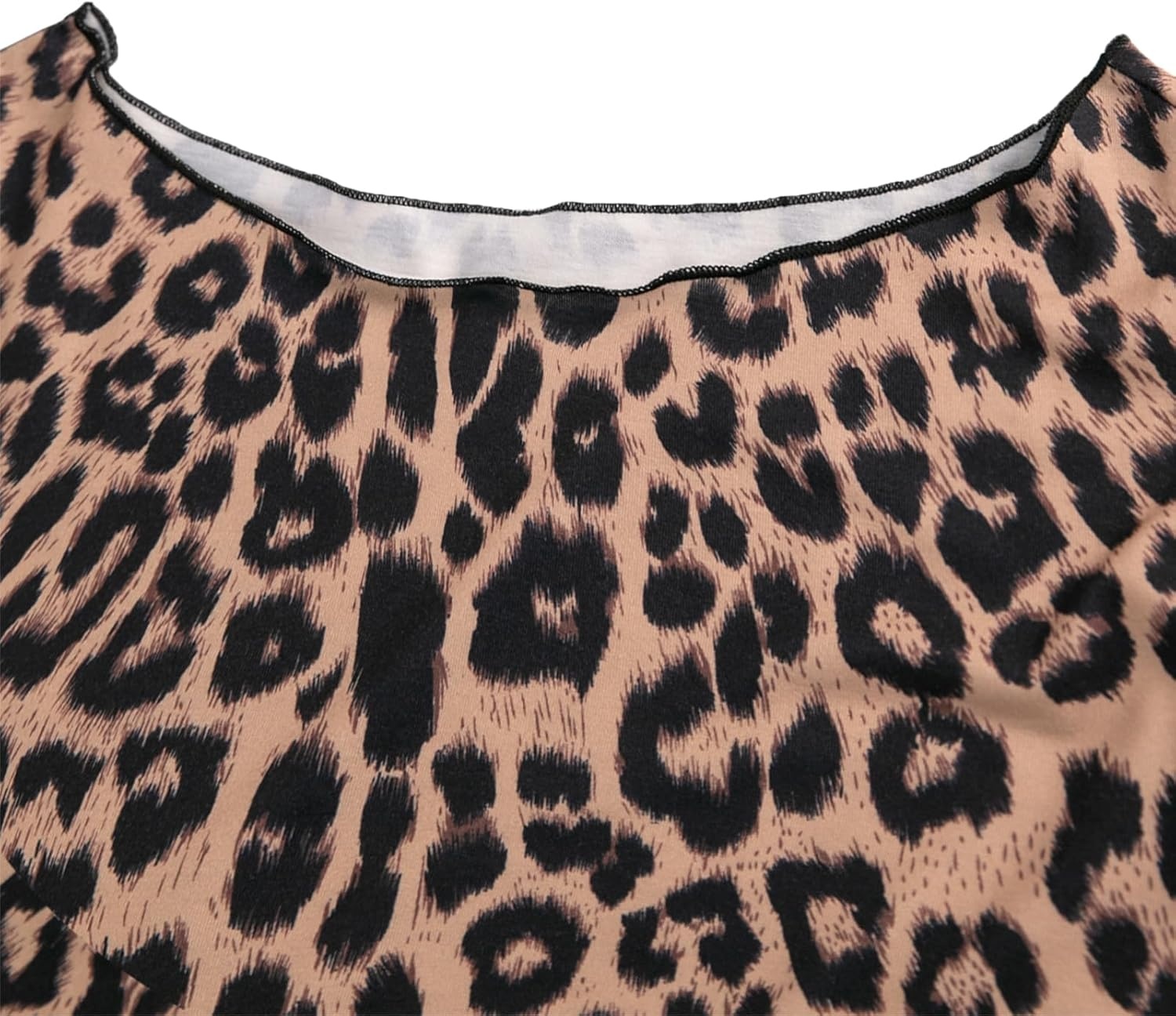 image:imageAvanova Women Off The Shoulder Crop Tops Long Sleeve T Shirts Oversized Loose TeeBrown Leopard
