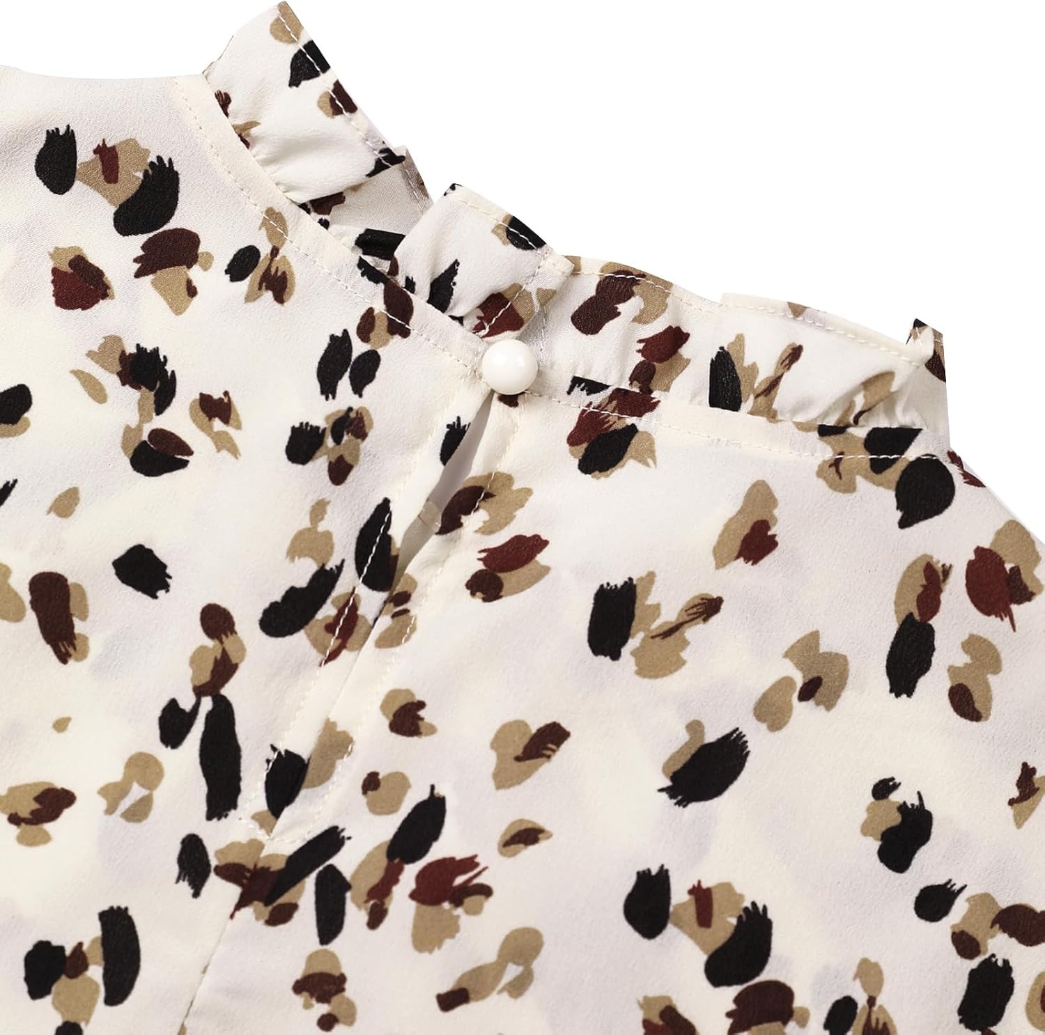 image:imageAvanova Women Polka Dot Long Sleeve Blouse Shirts Work Mock Neck Ruffle TopBeige Dots
