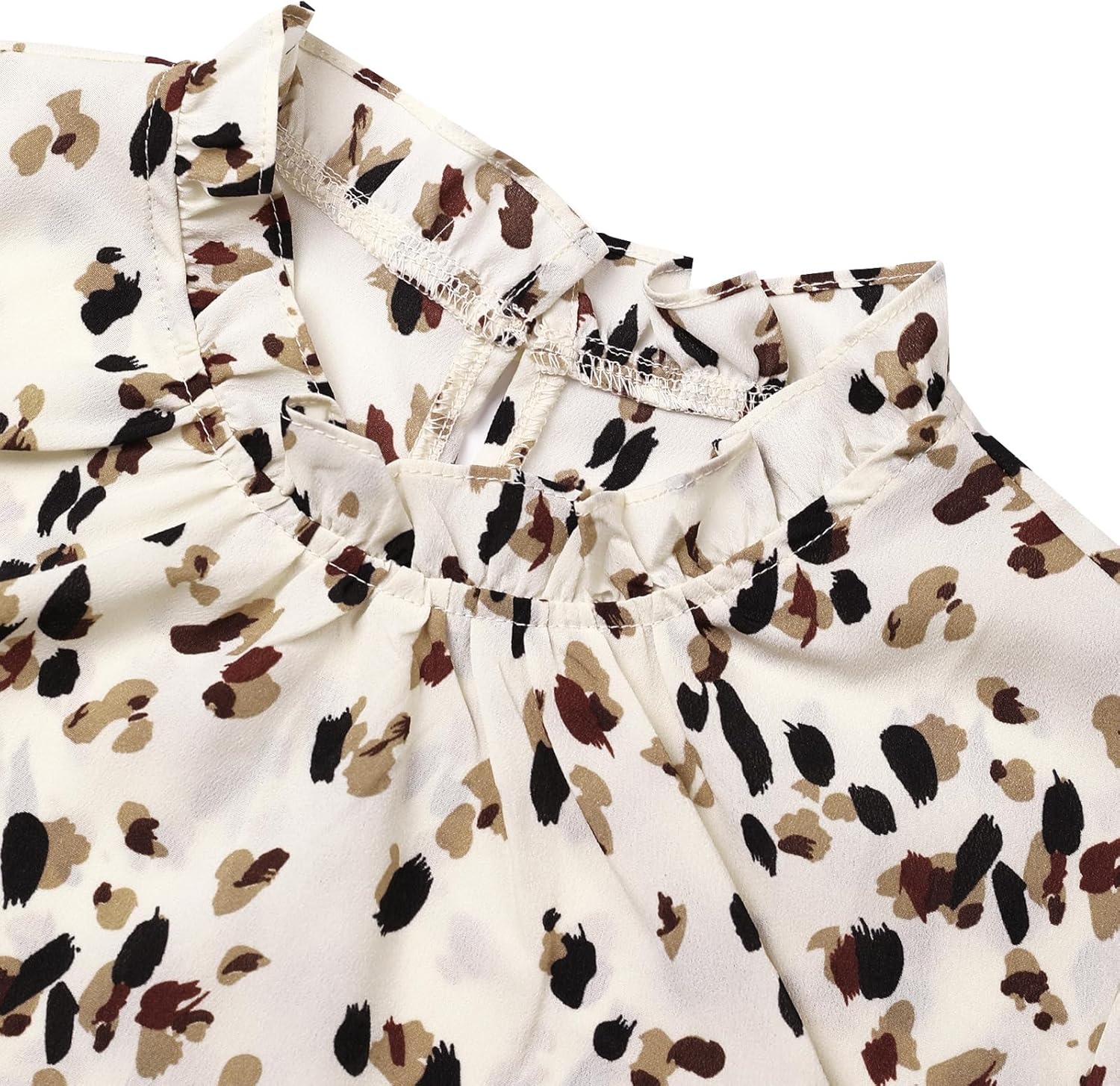 image:imageAvanova Women Polka Dot Long Sleeve Blouse Shirts Work Mock Neck Ruffle TopBeige Dots