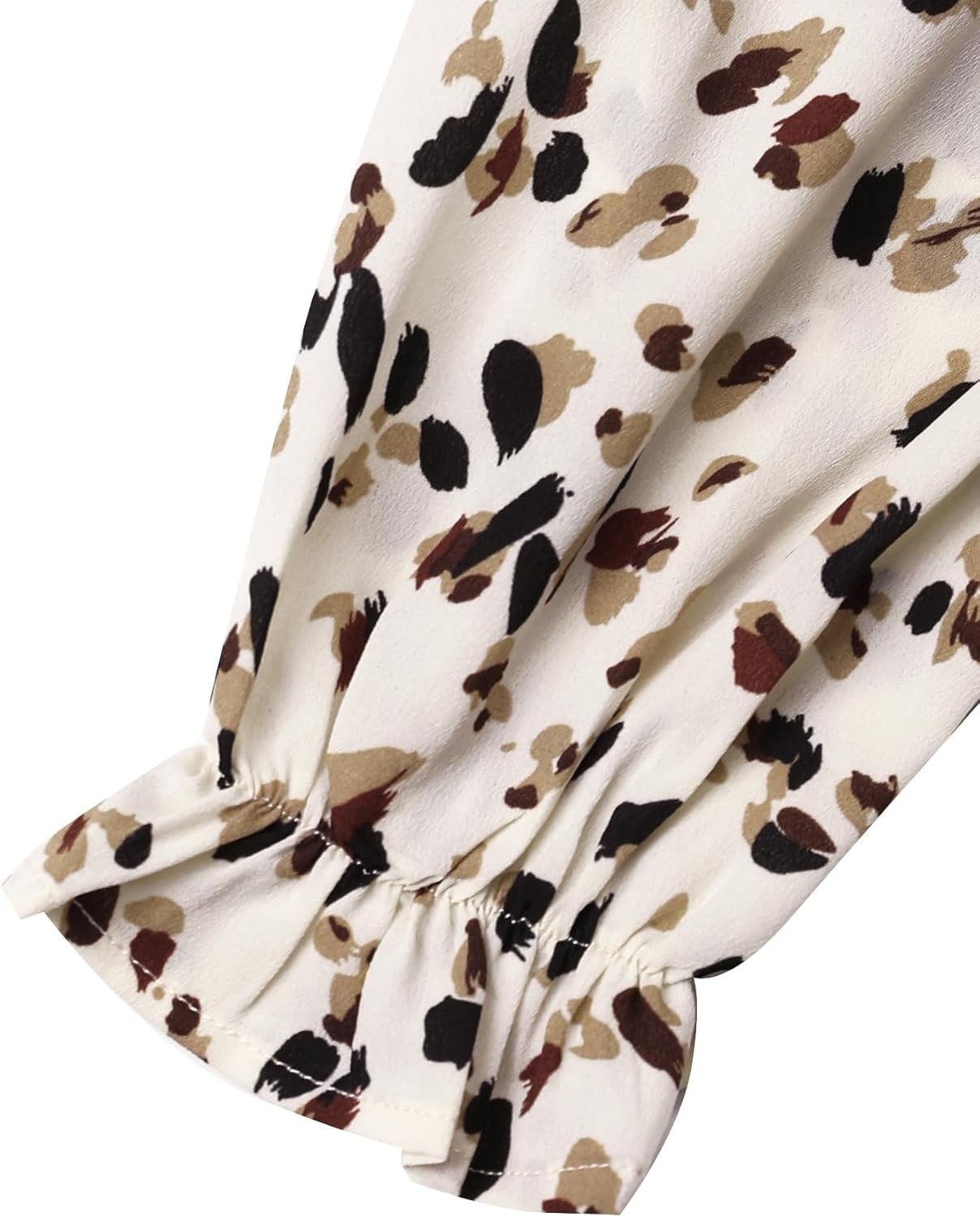 image:imageAvanova Women Polka Dot Long Sleeve Blouse Shirts Work Mock Neck Ruffle TopBeige Dots