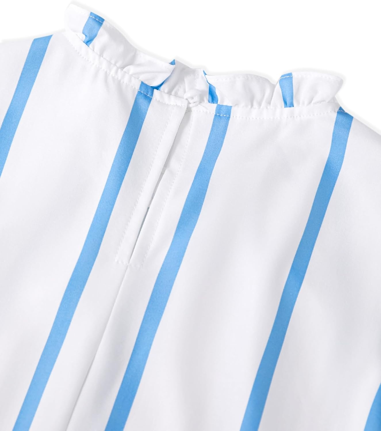 image:imageAvanova Women Polka Dot Long Sleeve Blouse Shirts Work Mock Neck Ruffle TopBlue White a
