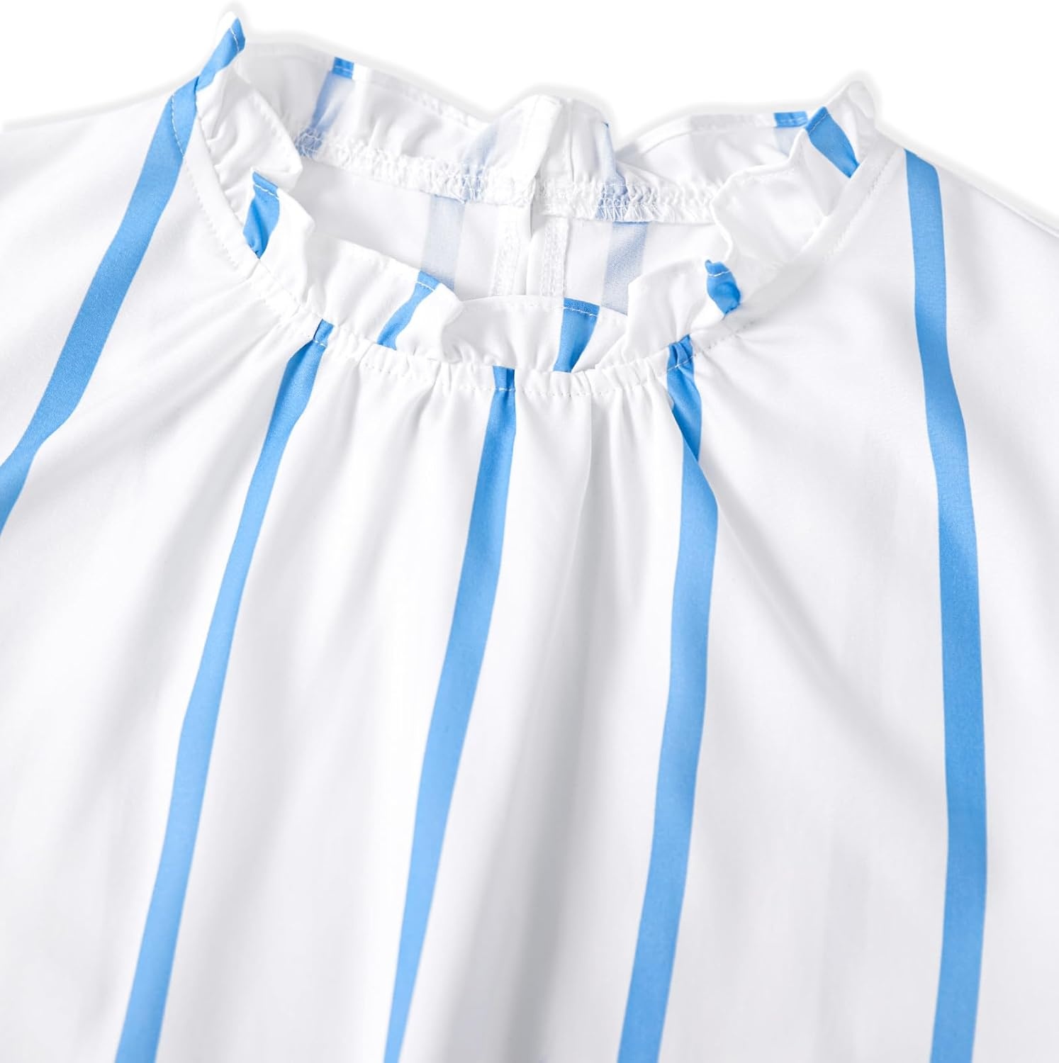 image:imageAvanova Women Polka Dot Long Sleeve Blouse Shirts Work Mock Neck Ruffle TopBlue White a