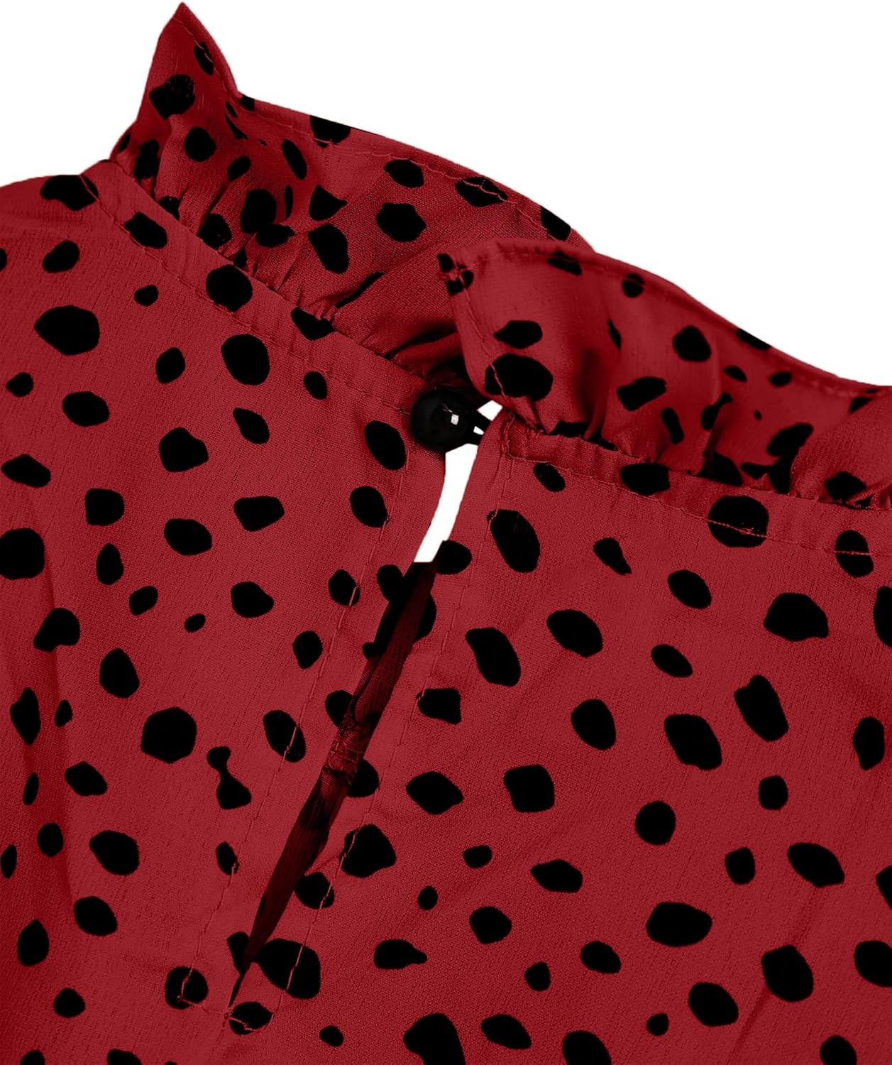 image:imageAvanova Women Polka Dot Long Sleeve Blouse Shirts Work Mock Neck Ruffle TopLeopard Red
