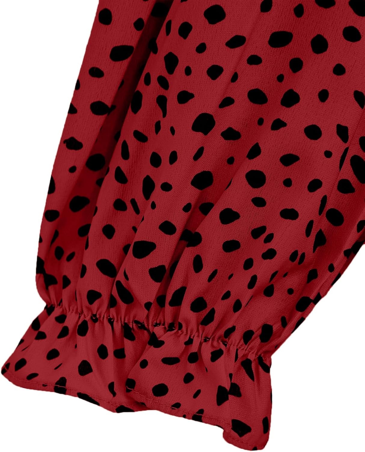 image:imageAvanova Women Polka Dot Long Sleeve Blouse Shirts Work Mock Neck Ruffle TopLeopard Red
