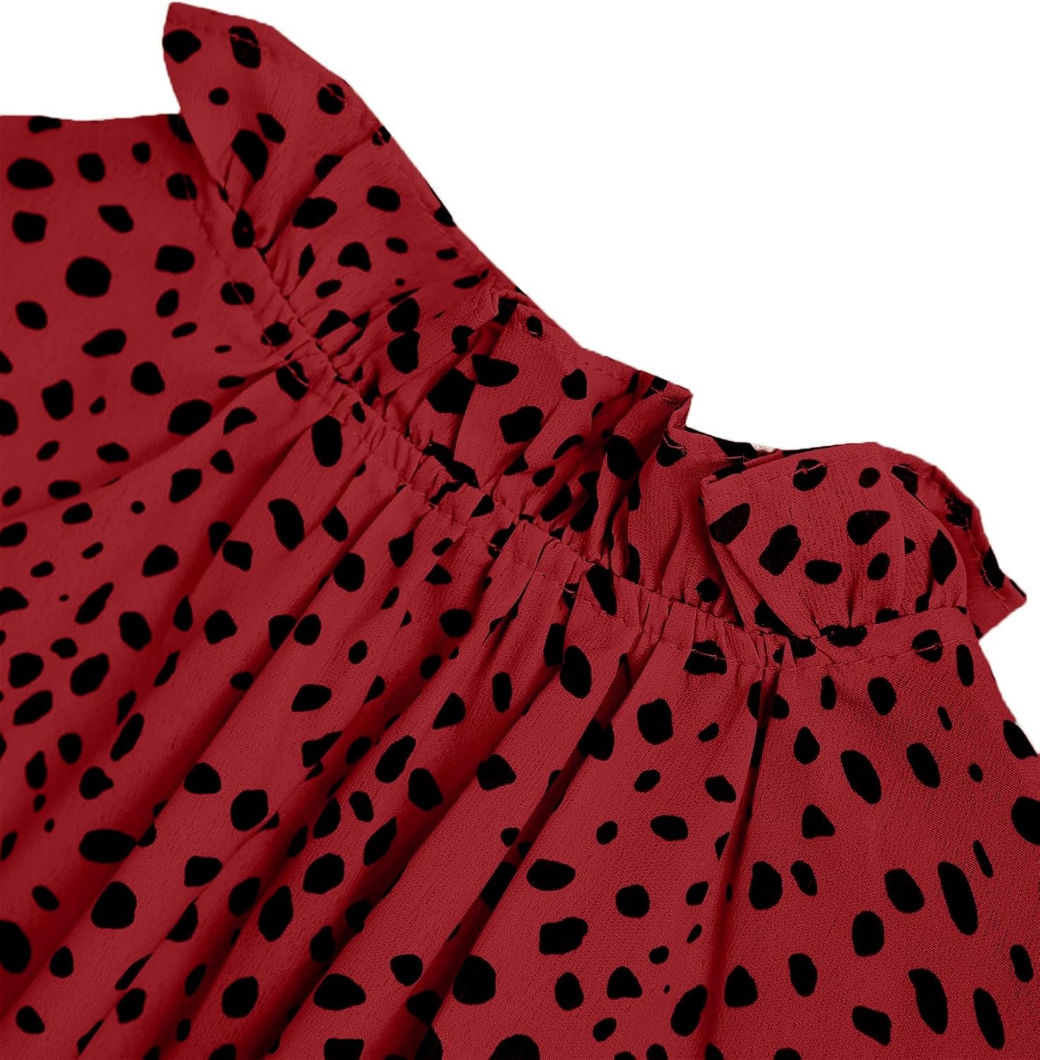 image:imageAvanova Women Polka Dot Long Sleeve Blouse Shirts Work Mock Neck Ruffle TopLeopard Red