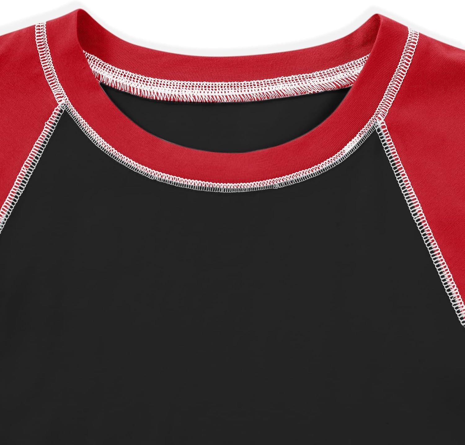 image:imageAvanova Women Raglan Colorblock Baby Tee Shirt Short Sleeve Summer Casual TopsBlack Red