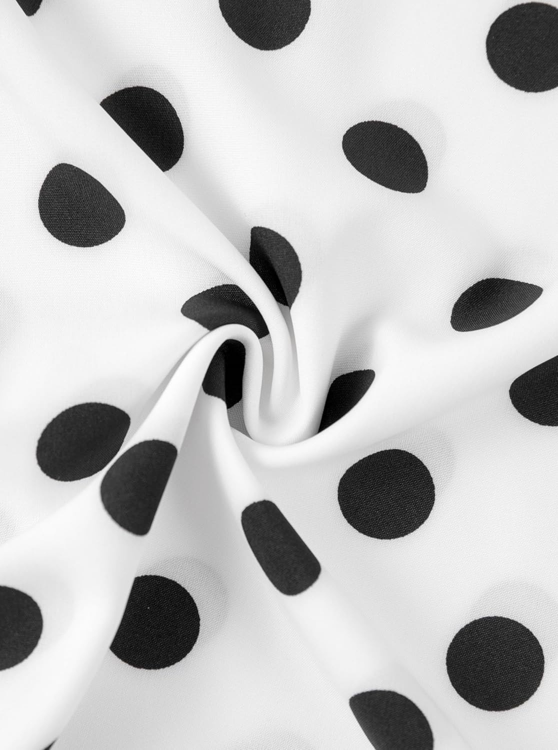 image:imageAvanova Women Short Sleeve Blouses Tie Neck Petal Tulip Sleeve Tops Work Business ShirtsWhite Polka Dots