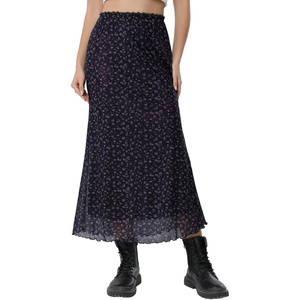 image:imageAvanova Women Boho Floral Mesh Long Skirts Elastic High Waisted Mermaid Hem 90s Grunge Maxi SkirtPurple Dark
