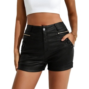 image:imageAvanova Women Faux Leather High Waist Summer Shorts Lace Up Sexy ShortsBlack a