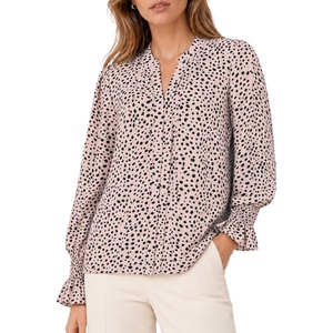 image:imageAvanova Women Leopard Print Ruffle Long Sleeve Blouse V Neck Shirts Business Casual Work Office TopBeige