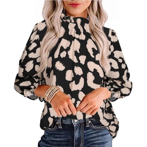image:imageAvanova Women Polka Dot Long Sleeve Blouse Shirts Work Mock Neck Ruffle TopBeige Black
