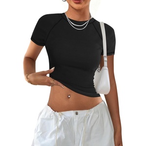 image:imageAvanova Women Raglan Colorblock Baby Tee Shirt Short Sleeve Summer Casual TopsSolid Black