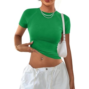 image:imageAvanova Women Raglan Colorblock Baby Tee Shirt Short Sleeve Summer Casual TopsSolid Green