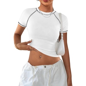 image:imageAvanova Women Raglan Colorblock Baby Tee Shirt Short Sleeve Summer Casual TopsWhite Black