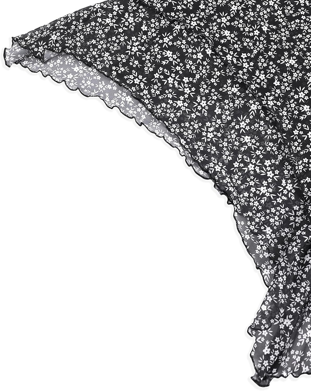 image:imageAvanova Women Mesh Asymmetrical Mermaid Midi Skirt High Waist Fishtail Long SkirtFloral Black D
