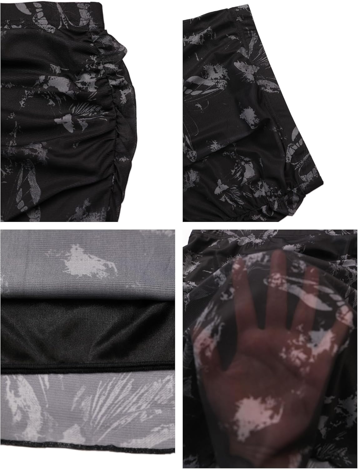 image:imageAvanova Women Mini Skirt High Waisted Ruched Mesh Bodycon Skorts for Going Out Club Summer SkirtBack W