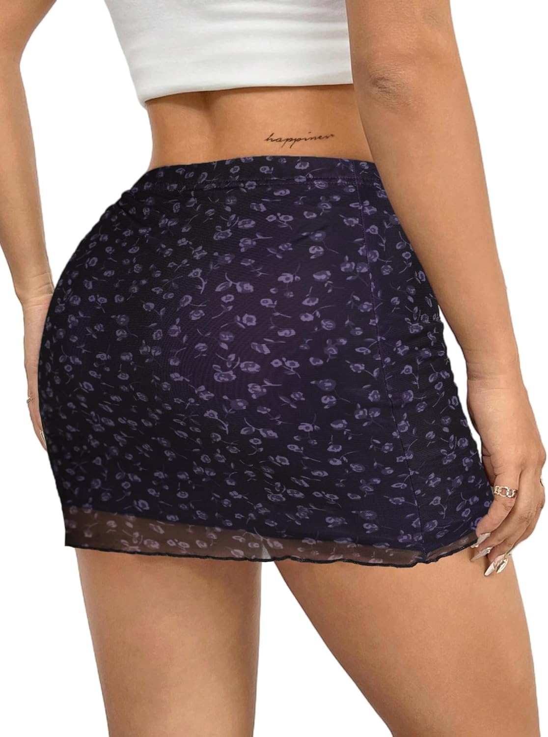 image:imageAvanova Women Mini Skirt High Waisted Ruched Mesh Bodycon Skorts for Going Out Club Summer SkirtBlack Lx01
