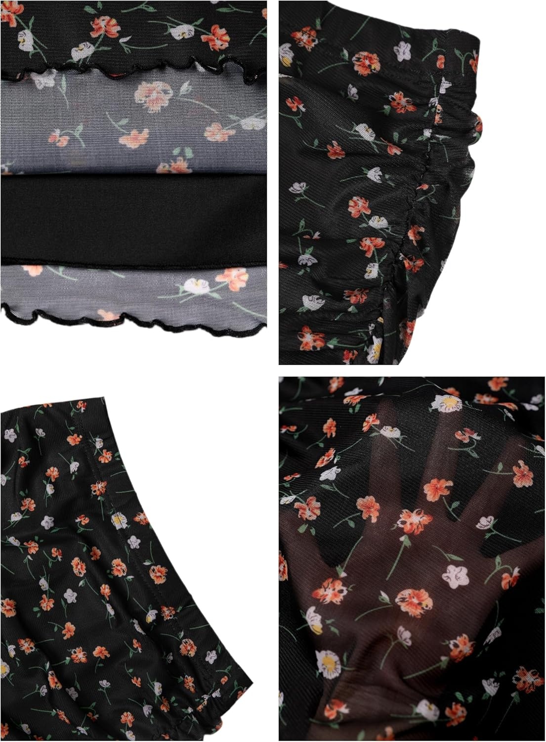 image:imageAvanova Women Mini Skirt High Waisted Ruched Mesh Bodycon Skorts for Going Out Club Summer SkirtBlack Lx05