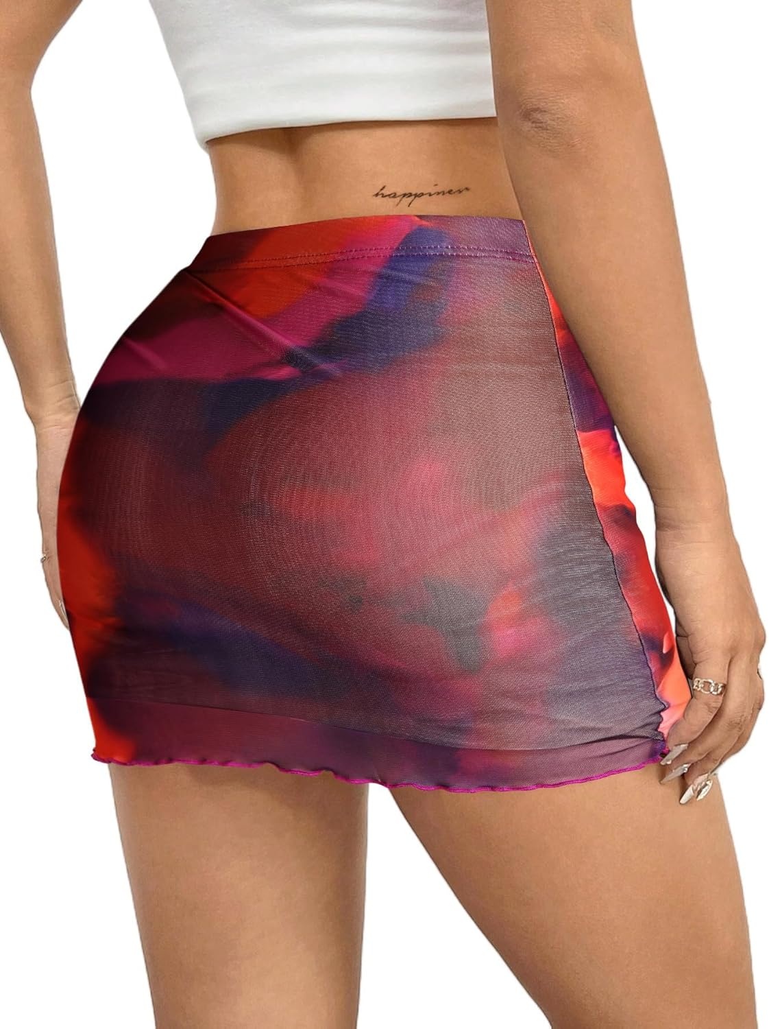 image:imageAvanova Women Mini Skirt High Waisted Ruched Mesh Bodycon Skorts for Going Out Club Summer SkirtMulticolor