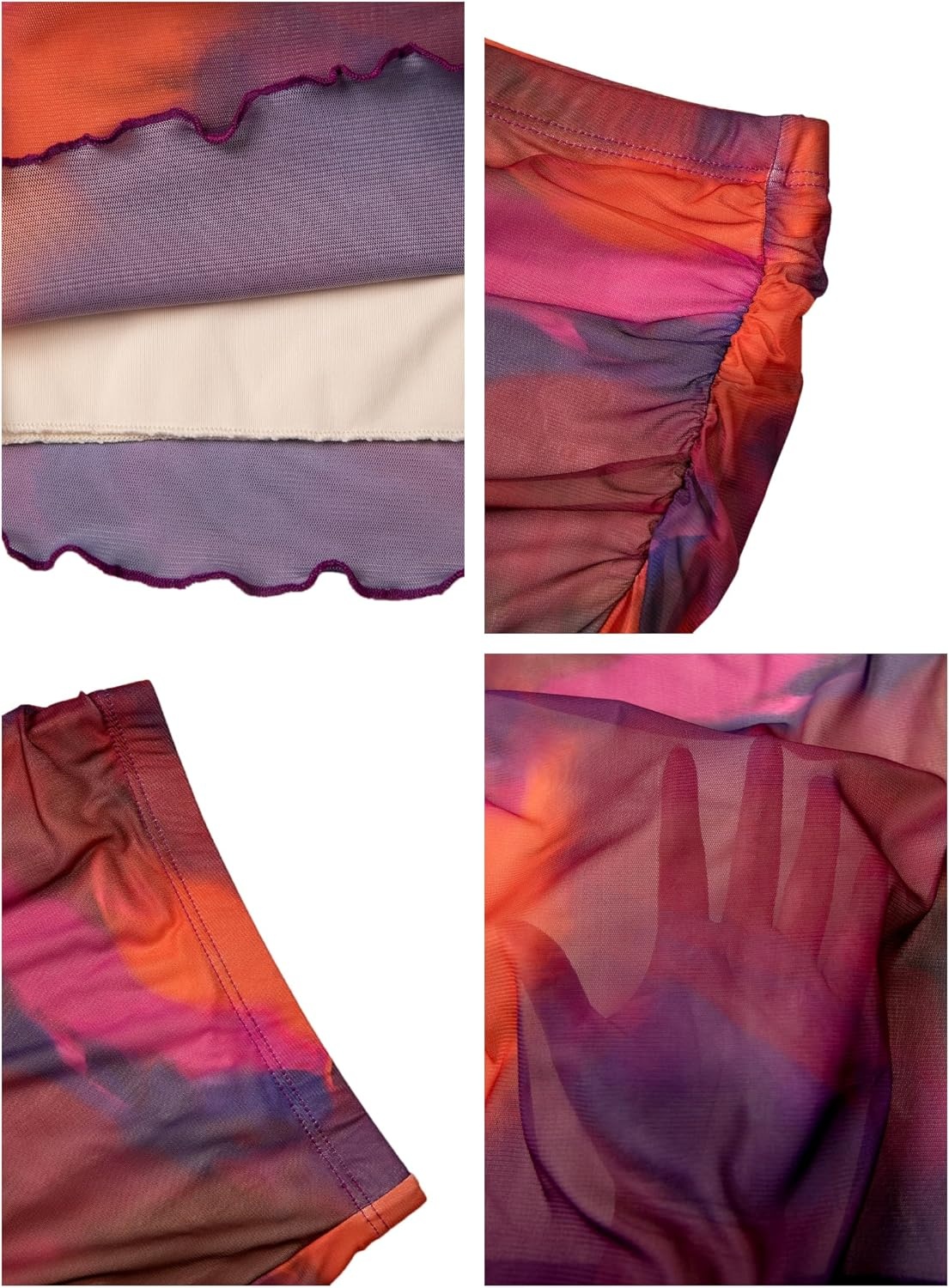 image:imageAvanova Women Mini Skirt High Waisted Ruched Mesh Bodycon Skorts for Going Out Club Summer SkirtMulticolor