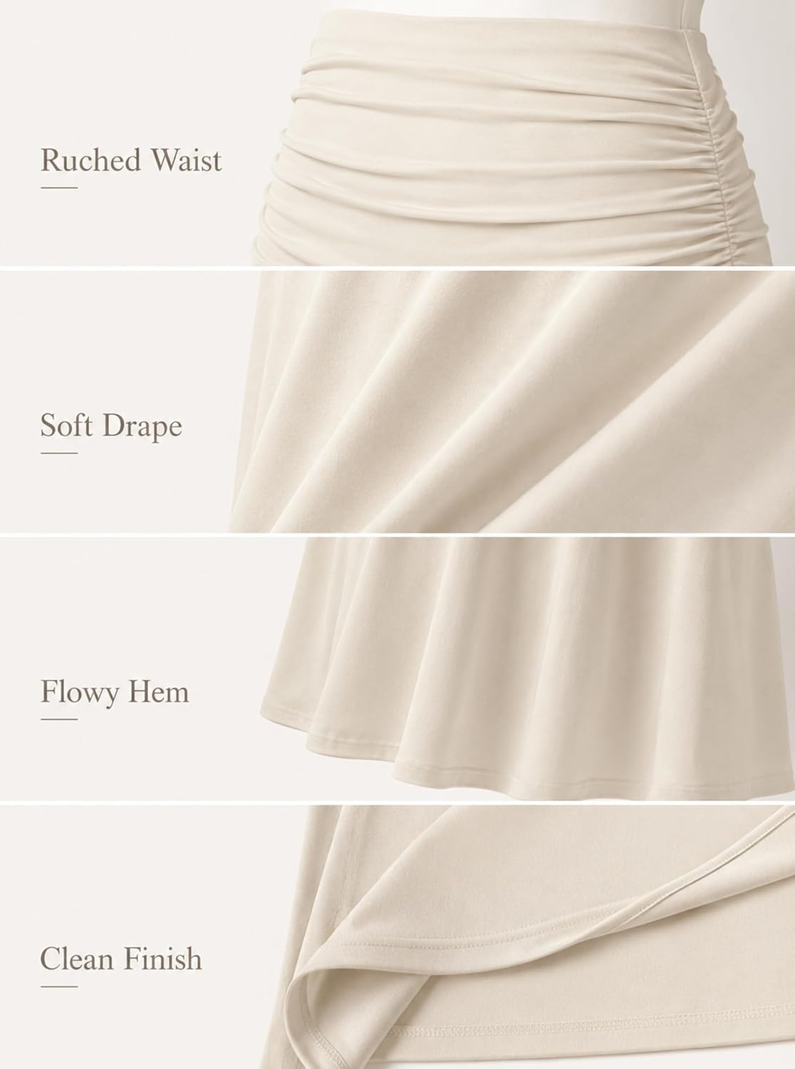 image:imageAvanova Women Ruched High Waist Midi Skirt Flowy A Line Below Knee Dressy Casual SkirtsBeige