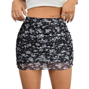 image:imageAvanova Women Mini Skirt High Waisted Ruched Mesh Bodycon Skorts for Going Out Club Summer SkirtBlack Lx02