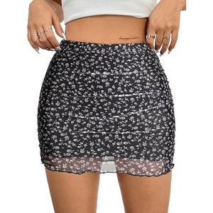 image:imageAvanova Women Mini Skirt High Waisted Ruched Mesh Bodycon Skorts for Going Out Club Summer SkirtBlack Lx06