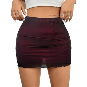 image:imageAvanova Women Mini Skirt High Waisted Ruched Mesh Bodycon Skorts for Going Out Club Summer SkirtPurple Red