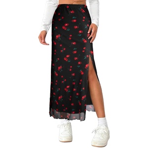 image:imageAvanova Womens Mesh Slit Split Long Skirts High Waisted Sexy Summer Maxi SkirtsBlack Cherry