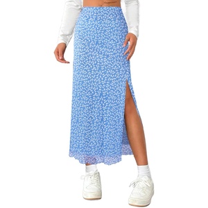 image:imageAvanova Womens Mesh Slit Split Long Skirts High Waisted Sexy Summer Maxi SkirtsBlue Floral