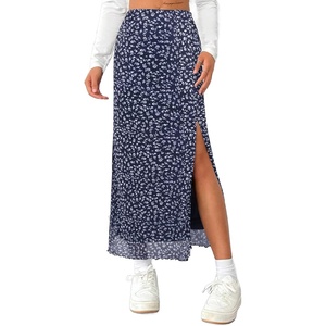 image:imageAvanova Womens Mesh Slit Split Long Skirts High Waisted Sexy Summer Maxi SkirtsBlue Floral B