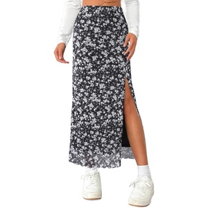 image:imageAvanova Womens Mesh Slit Split Long Skirts High Waisted Sexy Summer Maxi SkirtsFloral Black