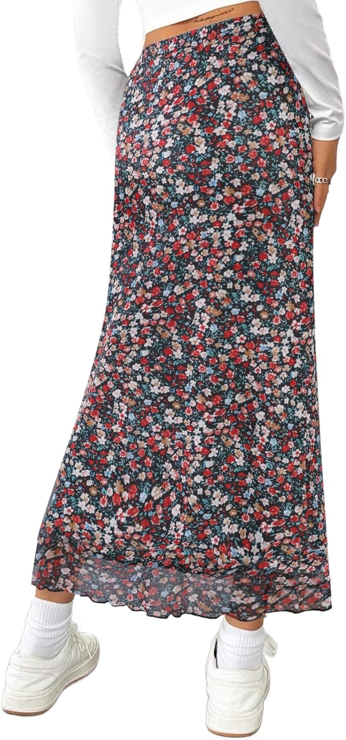 image:imageAvanova Women Boho Floral Slit Maxi Skirt Split Thigh High Waisted Long SkirtsMulti Floral C