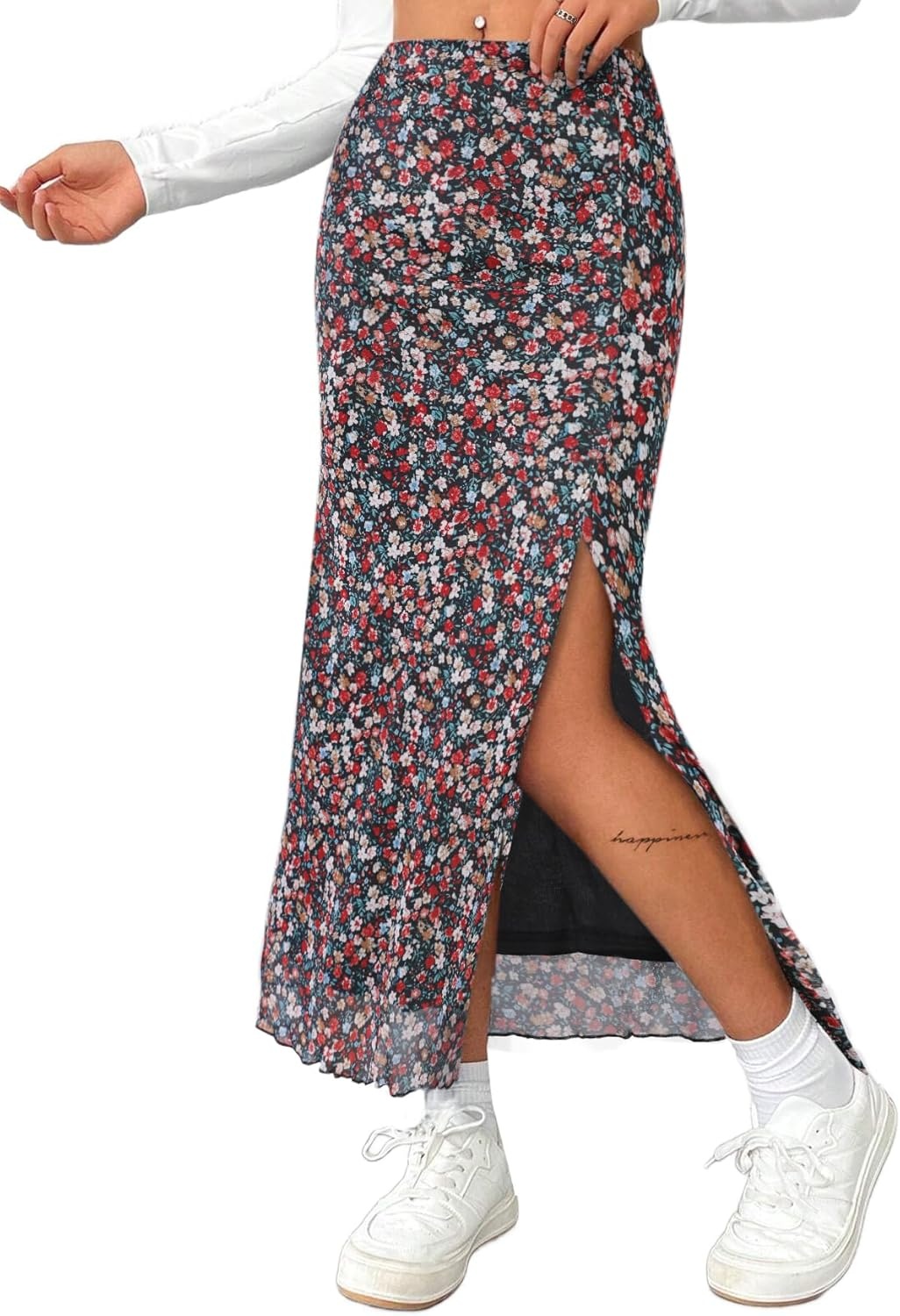 image:imageAvanova Women Boho Floral Slit Maxi Skirt Split Thigh High Waisted Long SkirtsMulti Floral C