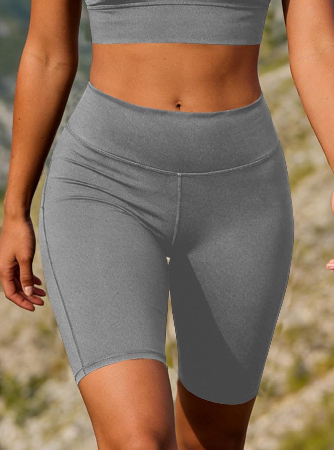 image:imageAvanova Women Booty Biker Shorts with Pockets Scrunch Butt Lifting Shorts Knee Length for Gym Workout AthleticGrey