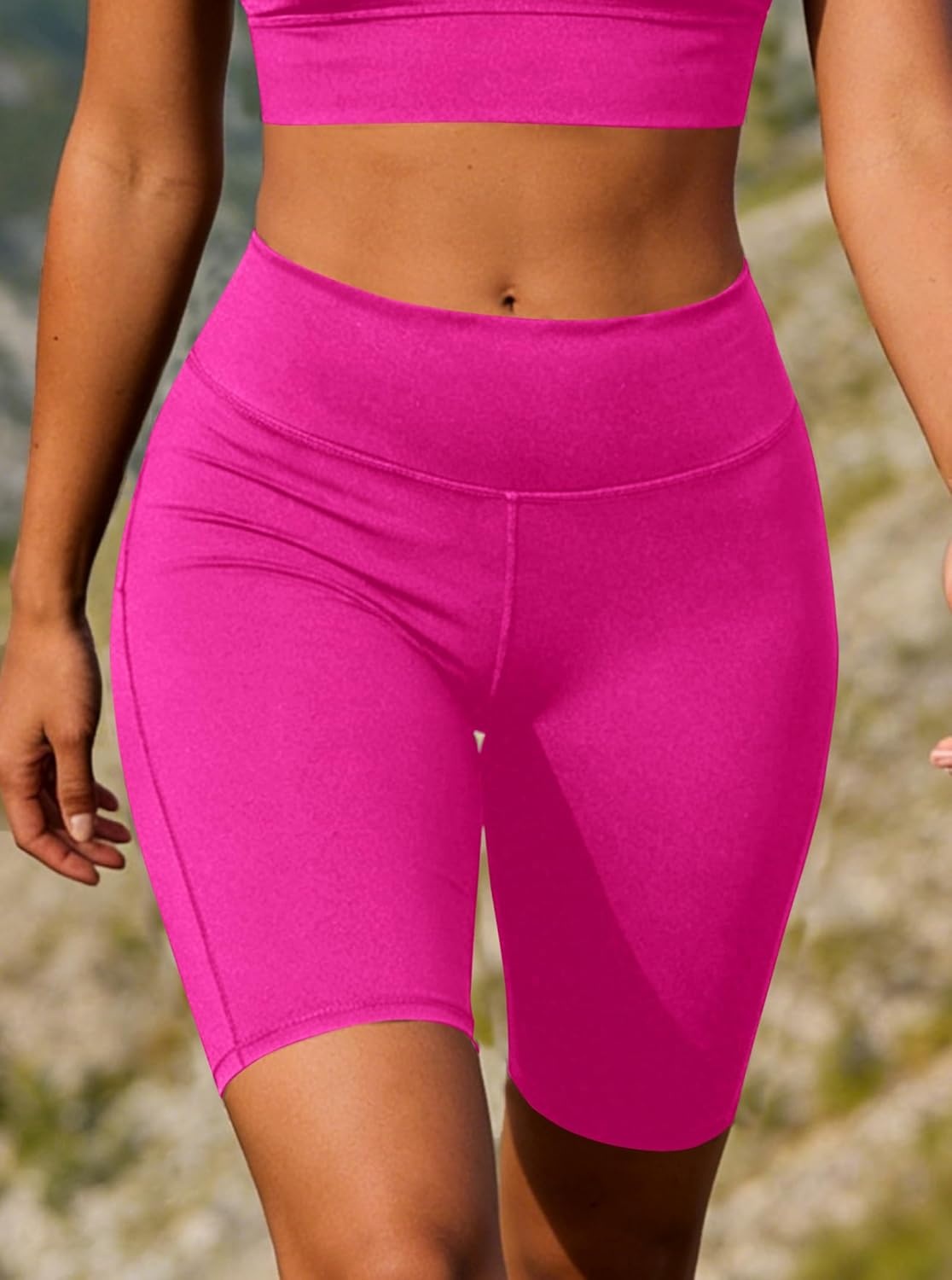 image:imageAvanova Women Booty Biker Shorts with Pockets Scrunch Butt Lifting Shorts Knee Length for Gym Workout AthleticPink
