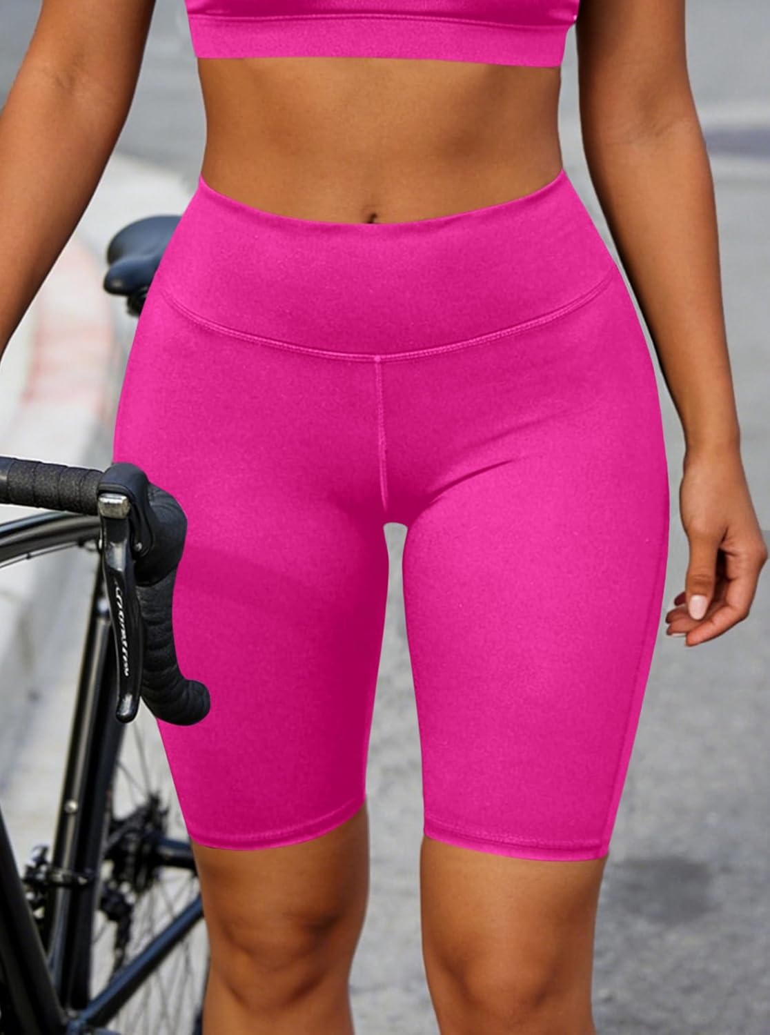 image:imageAvanova Women Booty Biker Shorts with Pockets Scrunch Butt Lifting Shorts Knee Length for Gym Workout AthleticPink