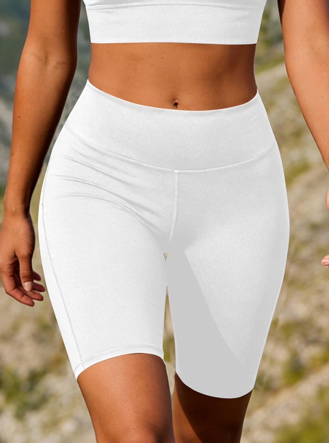 image:imageAvanova Women Booty Biker Shorts with Pockets Scrunch Butt Lifting Shorts Knee Length for Gym Workout AthleticWhite