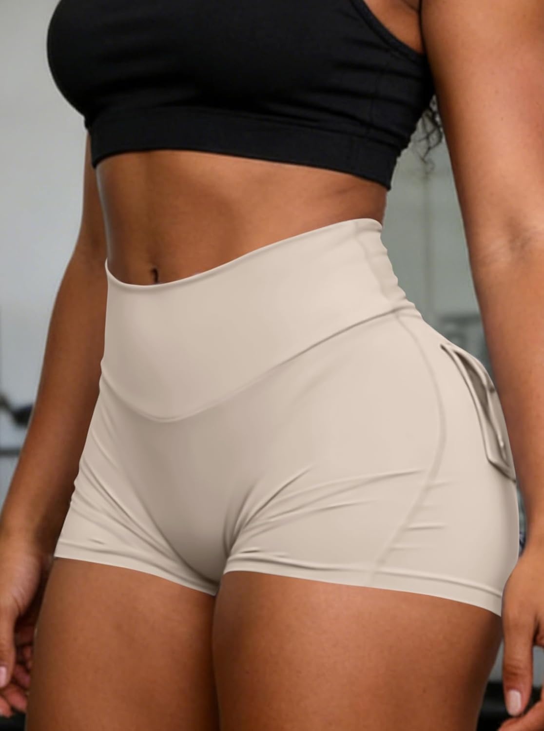 image:imageAvanova Women Booty Shorts with Pockets Scrunch Butt Lifting Yoga Workout Gym Biker Cargo ShortsBeige