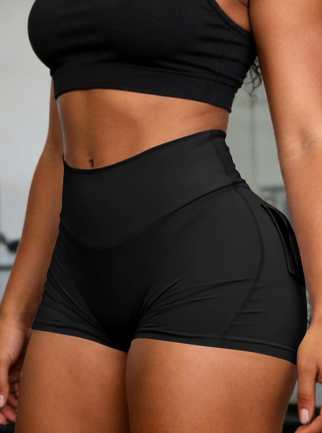 image:imageAvanova Women Booty Shorts with Pockets Scrunch Butt Lifting Yoga Workout Gym Biker Cargo ShortsBlack