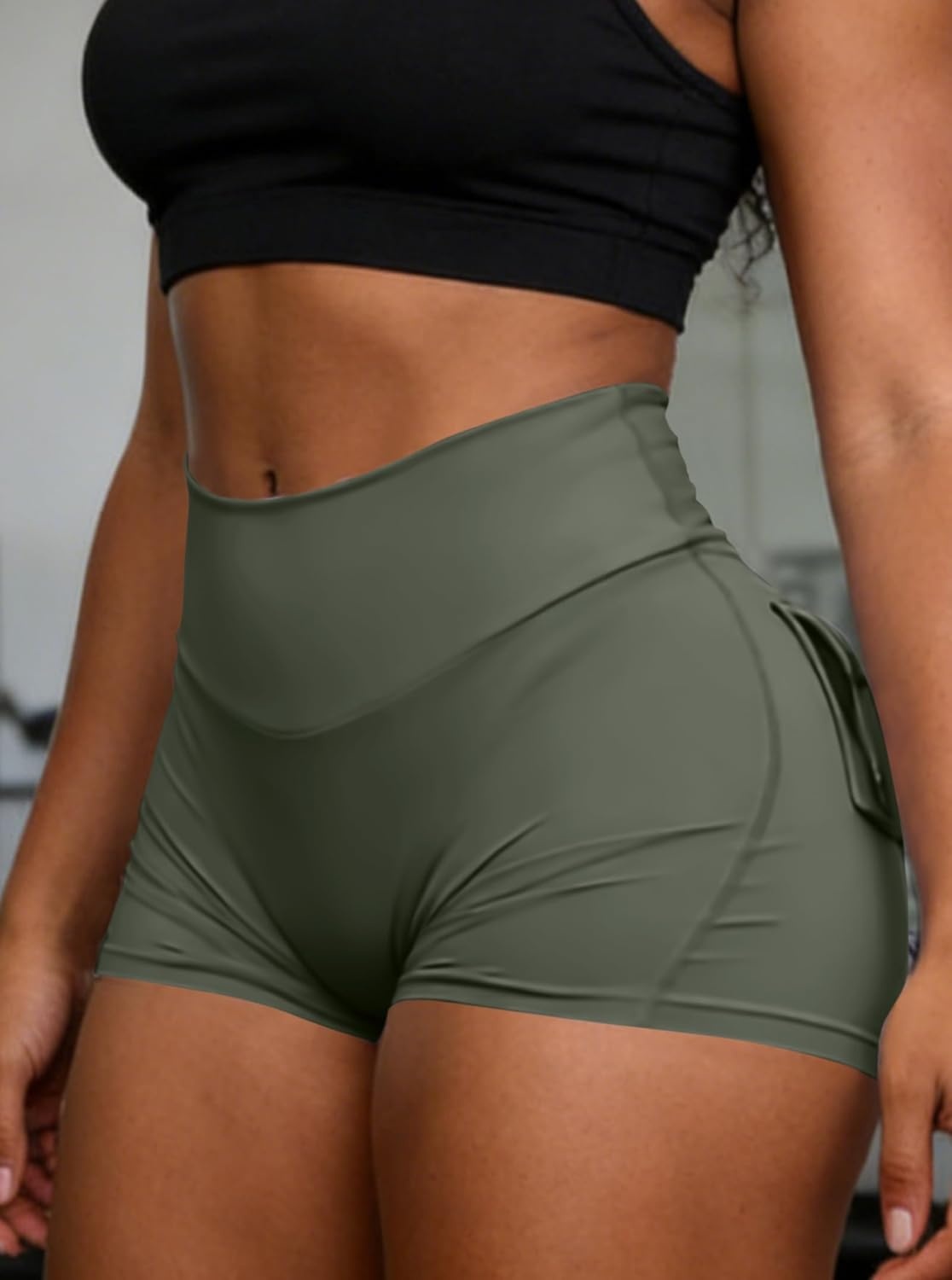 image:imageAvanova Women Booty Shorts with Pockets Scrunch Butt Lifting Yoga Workout Gym Biker Cargo ShortsGreen