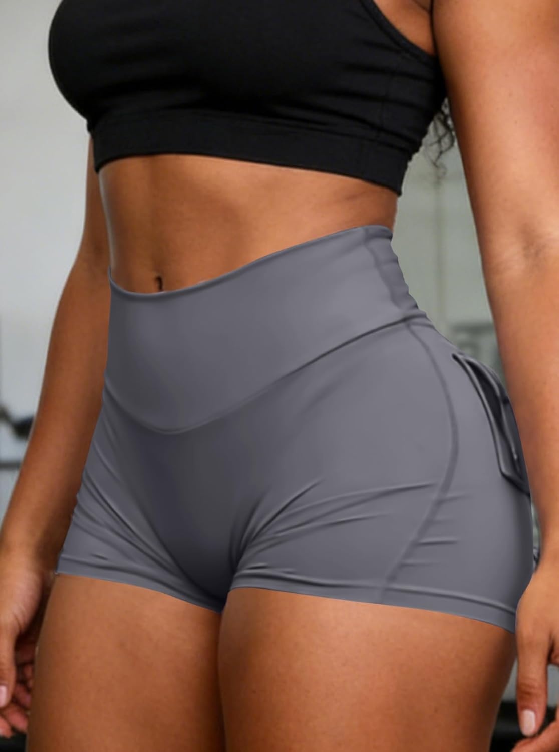 image:imageAvanova Women Booty Shorts with Pockets Scrunch Butt Lifting Yoga Workout Gym Biker Cargo ShortsGrey