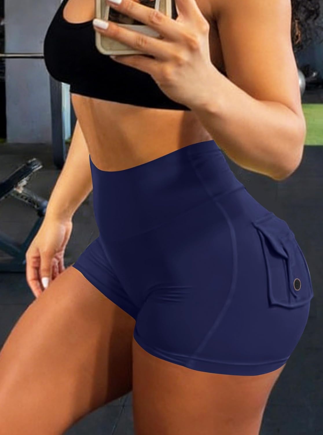 image:imageAvanova Women Booty Shorts with Pockets Scrunch Butt Lifting Yoga Workout Gym Biker Cargo ShortsNavy