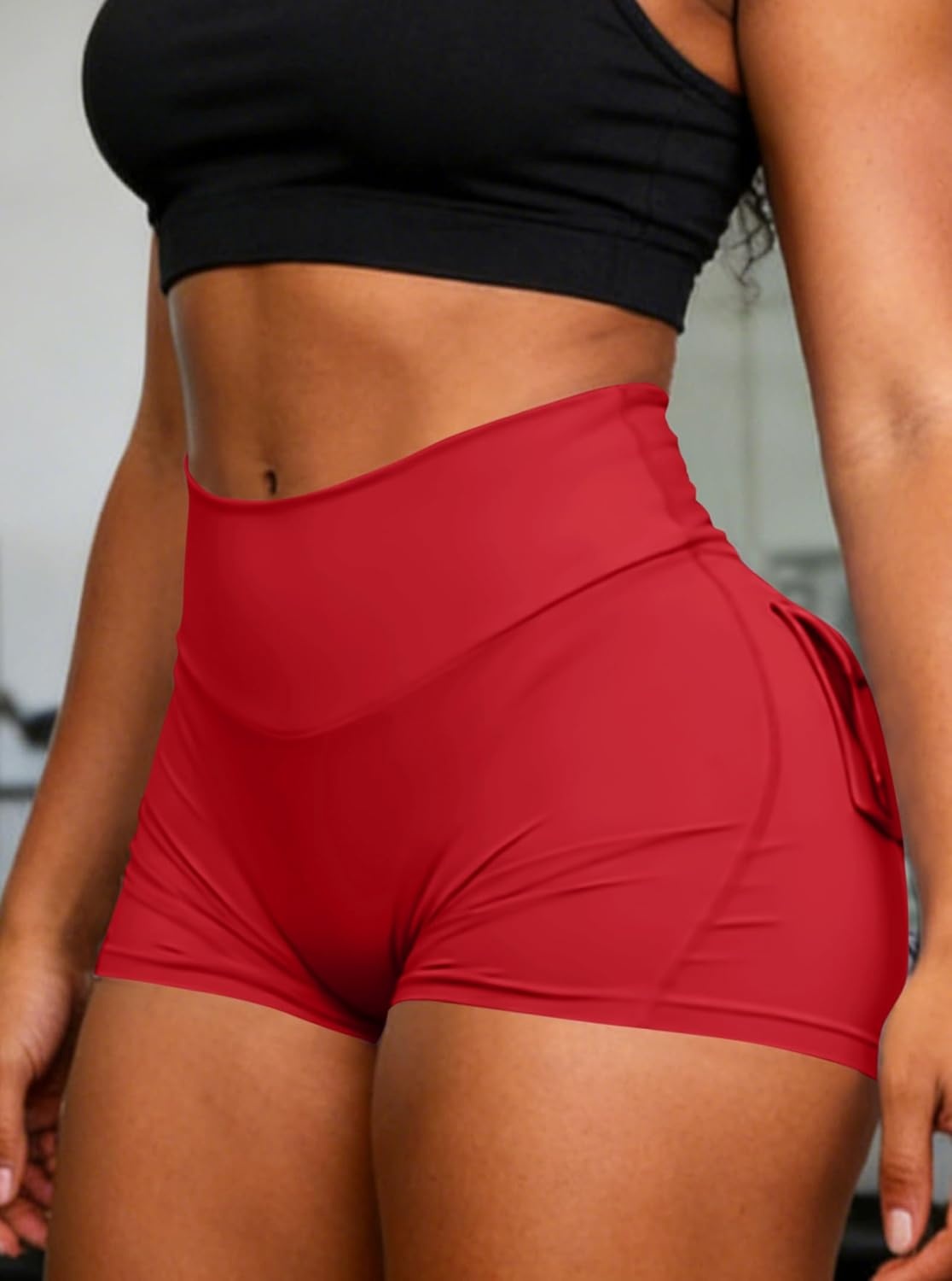 image:imageAvanova Women Booty Shorts with Pockets Scrunch Butt Lifting Yoga Workout Gym Biker Cargo ShortsRed